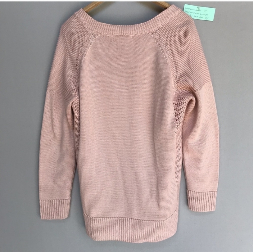 Calvin Klein Sweater Size XL Pale Pink Long Sleeve Criss Cross Tie Neck - Picture 4 of 4
